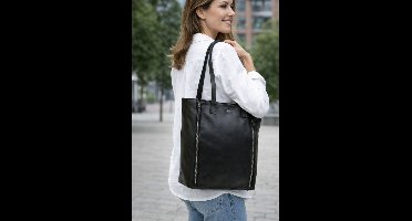 Castillo Celia Leren Shopper - Shopper met Rits - Grote Schoudertas voor Dames - Zwart