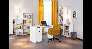 Moderne Boekenkast met 4 Compartimenten, Staande Plank voor Woonkamer, Kantoor of Slaapkamer, Flexibele Opbergruimte, Wit 60 x 145 x 30 cm