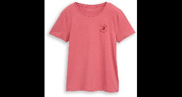Tom Tailor - T-shirt met bloemenborduursel - Maat XL - cozy pink
