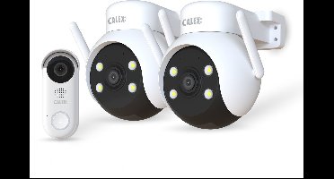 Calex Smart Security starterset Buiten - 2 Outdoor PTZ Camera's + video‑deurbel met 2‑weg audio - Full HD