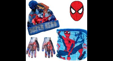 Marvel Spiderman Set - Muts + Colsjaal + Handschoenen - Maat 52 cm hoofdomtrek - ± 3-5 jaar