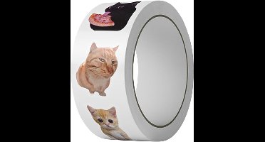 Grappige Kattenstickers Rol van 500 Stuks voor Decoratie, Agenda en Klaslokaal - Perfect voor Dagboeken, Notitieboeken, Laptops, Waterflessen, Werkboeken, Enveloppen, Skateboards, Kantoor en Feestjes op School