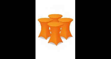BRASQ Statafelrok Oranje - ∅80-74 x110 cm - Set van 4 - Statafelhoes - Stretch Rok - Tafelrok voor statafel