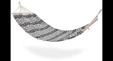 Ambiance - Hangmat - 200x80 cm - Eenpersoons - Wit/Zwart