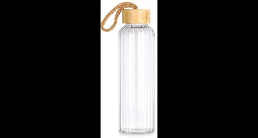 Vilde - Borosilicaatglazen Waterfles - 500ml - Bamboe Dop - Siliconen Afdichting