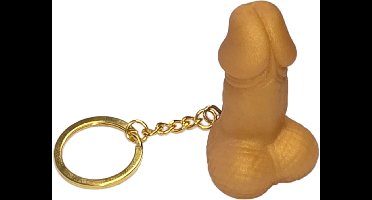 Humoristische Goudkleurige Silicone Penis Sleutelhanger – Ondeugende Gadget voor Feestjes & Cadeaus