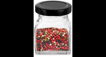 Orion - Glazen Kruidenpot - 120ml - Vierkante Vorm - Zwarte Metalen Deksel