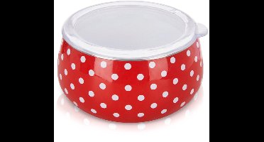 Orion Tecka Serie - Emaille Kom met Deksel - 600ml - Rood