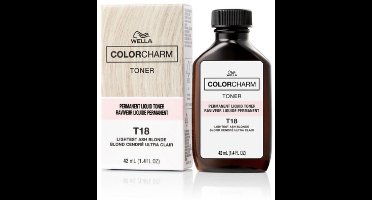 Wella Color Charm Permanent Liquid Toner - T18 Lightest Ash Blonde - Wella Toner - Haartoner - Platinablond - Platinum - Asblond - Ash Blond - Anti Geel - Anti Yellow - NIEUWE VERPAKKING
