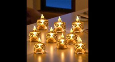 24 stuks LED-elektrische theelichtjes, 3,5x5 cm flikkerende vlam-theelichtjes, realistische op batterijen werkende vlamloze kaarsen voor Halloween, Valentijnsdag, bruiloften en kerstdecoratie