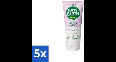 5 x Happy Earth – Cream Oil Wash – 100% Natuurlijk Baby & Kids – 200 ml - Babyolie - Gezichtsolie - Kinderhuidverzorging - Natuurlijke Babyolie - Gezicht En Lichaam Olie