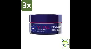 3 x NIVEA - Nachtcrème - VITAL Anti-Rimpel Herstellend - Voor rijpe huid - Met Vitamine F, Teunisbloemolie & Calcium - 50 ml - Grootverpakking - Nivea Vital - Anti-rimpel Crème - Nachtcrème - Herstellende Crème - Rijpere Huid