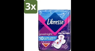Libresse – Inlegkruisjes – Invisible Goodnight 3 mm – Nachtbescherming – 10 Inlegkruisjes - Bulkverpakking - 3 stuks
