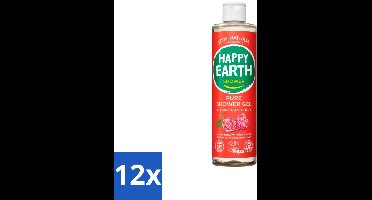 12 x Happy Earth – Douchegel – 100% Natuurlijk Floral Patchouli – 300 ml - Douchegel - Natuurlijke Douchegel - Vegan Douchegel - Patchouli Geur - Huid Verzorging