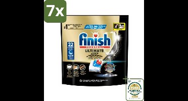 7 x Finish - Vaatwasmiddel - Ultimate Plus Vaatwastabletten Regular - Krachtige Alles-in-1 Reiniging - 22 capsules - Grootverpakking - Vaatwasmiddel - Vaatwastablet - Vaatwasmachine - Reinigingsmiddel - Glans