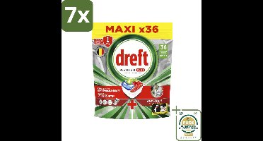 7 x Dreft – Platinum Plus – All in One Vaatwastabletten – 36 stuks per verpakking - Grootverpakking - Vaatwastabletten - Reiniging - Glans - Anti-dofheid - Hardnekkig Vuil