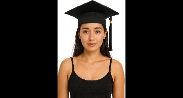 Partychimp Graduated Hoed Afgestudeerd Carnaval Accessoires voor bij Carnavalskleding Dames Carnavalskleding Heren Verkleedkleren Volwassenen - Polyester - Zwart - One-size