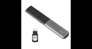 Accezz Draadloze Presentatie Klikker - Wireless Presenter met Laser Pointer - Inclusief USB en USB-C Adapter - Zwart / Grijs