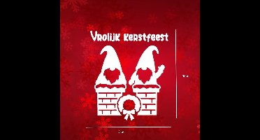 Kerst Raamsticker – Herbruikbaar Statisch – Gnomes op Schoorsteen - Gnoom - Klein – Winter & Kerstdecoratie