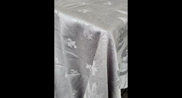 Damast Tafelkleed Franse Lelie Antraciet, 350x160cm, De Witte Lietaer