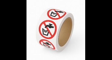 Geen Drinkwater Stickers op Rol – Rond 50 mm | 500 Stuks | Zelfklevend & Weerbestendig I ISO 7010