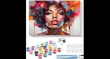 Mooie Vrouw Verf op Nummers voor Volwassenen - Canvas Olieverfschilderij Kits, Craft Art Schilderen met Houten Frame Kit Acryl Pigment Tekening Lakwerk voor Gift Thuis 20x30cm