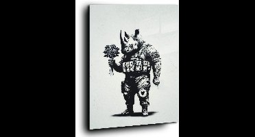 Neushoorn verliefd - Meerdere kleuren - Canvas 80 x 120 cm Z