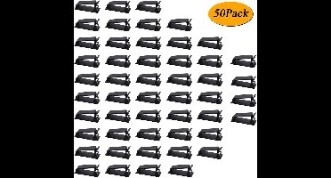 Kabelclips, verpakking van 50 stuks zelfklevende kabelclips, geschikt voor kabelbeheer in tv's, laptops en kantoorapparatuur.