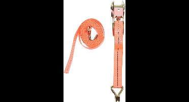 Autoaccessoires ratelband – 3,8 cm × 6 m – Oranje – 1 Stuk – Zware vrachtwagen model, polyester laadvastzetband met dubbele haken, geschikt voor het vastzetten van autokoffers & motorfietslading