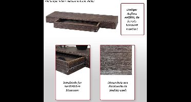 Wandplank met Lade Zwevend – Massief Hout Shabby Chic – 80 x 25 x 8 cm – Hangend Wandrek voor Woonkamer & Hal – Pauwhome