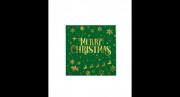 Servetten Merry christmas groen (33cm, 16st)