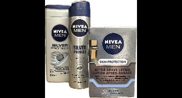 Nivea Men Silver Protect - SET - Douchegel / Deo Spray / Aftershave Lotion