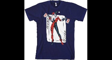 DC Comics Batman Heren Tshirt -L- Harley Quinn Card Games Blauw