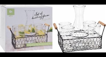 Limonadeglazen en Karaf met Houder, 6 dlg.