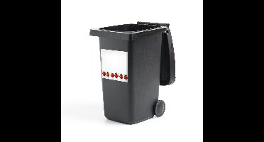 Container sticker Tomaat - Kleine tomaten op een rij met een witte achtergrond - 40x40 cm - kliko sticker - weerbestendige containersticker