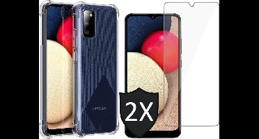 Hoesje geschikt voor iPhone 15 Pro Max - 2x Screen Protector GlassGuard - Back Cover Case ShockGuard Transparant & Screenprotector