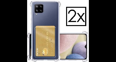 Hoesje - 2 Stuks - Geschikt voor Samsung Galaxy A42 - Met Pashouder en Kaarthouder - Telefoon Hoes Shockproof - Siliconen Case - Back Cover - Shock Proof - Pasjes Houder - Transparant