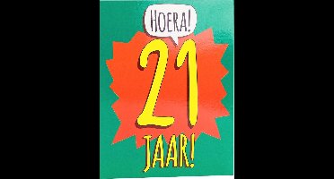 Paper Dreams Wenskaart Hoera! 21 Jaar! 16 X 12,5 Cm  Groen