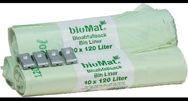 BioMat - Composteerbare Vuilniszakken 120-140 Liter - 3 x 10 Stuks + 4 Clips - Composteerbaar EN13432 - OK - Ademend en Scheurvast - Extra Sterk