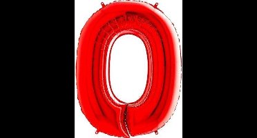 Cijferballon 0 Rood 32inch, 80cm kindercrea