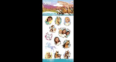 Spirit Tattoos - Tijdelijke Tattoo - Body Glitter - Plak Tattoos - Nep Tattoo - Fake Tattoo - Kinderen - Paarden - 1 Vel met 12 tattoos