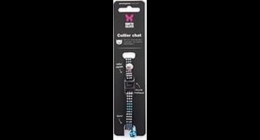 Martin sellier halsband kat kruis blauw / zwart (20-30X1 CM)