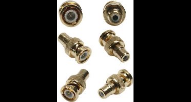 Deltaco MM-60A RCA BNC Goud kabeladapter/verloopstukje, 1 stuk