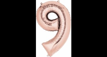 cijferballon 9 Rose-goud 16  inch, 40 cm kindercrea