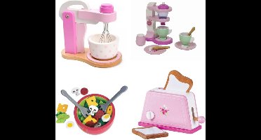 Mentari Keukenmachine set met toaster-Mixer-Koffie set en salade kom u krijgt 4 assorti geleverd.