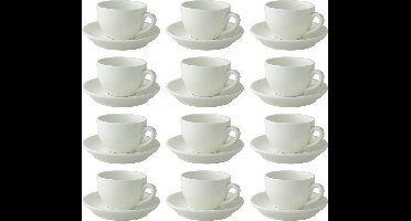 Palmer - Robusta - Koffie kop en schotel - 12 stuks - 18 cl - Gebroken wit - Porselein - Koffiekopjes