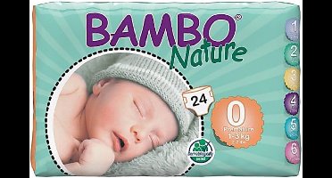 Bambo Babyluiers Prematuur - Maat 0 - Baby 1 tot 3 kg - 24 stuks