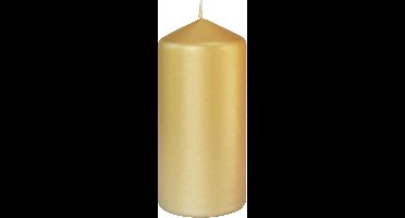 Gouden cilinderkaarsen/stompkaarsen 15 x 7 cm 52 branduren - geurloze kaarsen mat goud