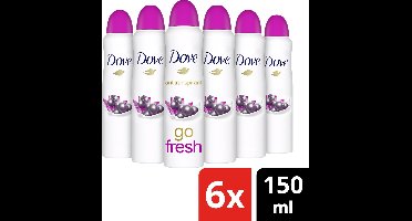 Dove Go Fresh Acai Berry & Waterlily Deodorant Spray Antitranspirant - 6 x 150 ml - Voordeelverpakking