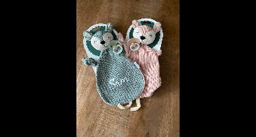 Jollein Speendoek | Knuffeldoekje Deer PALE PINK (roze) [ gepersonaliseerd met naam ] | Kraamcadeau |Cadeau |Newborn